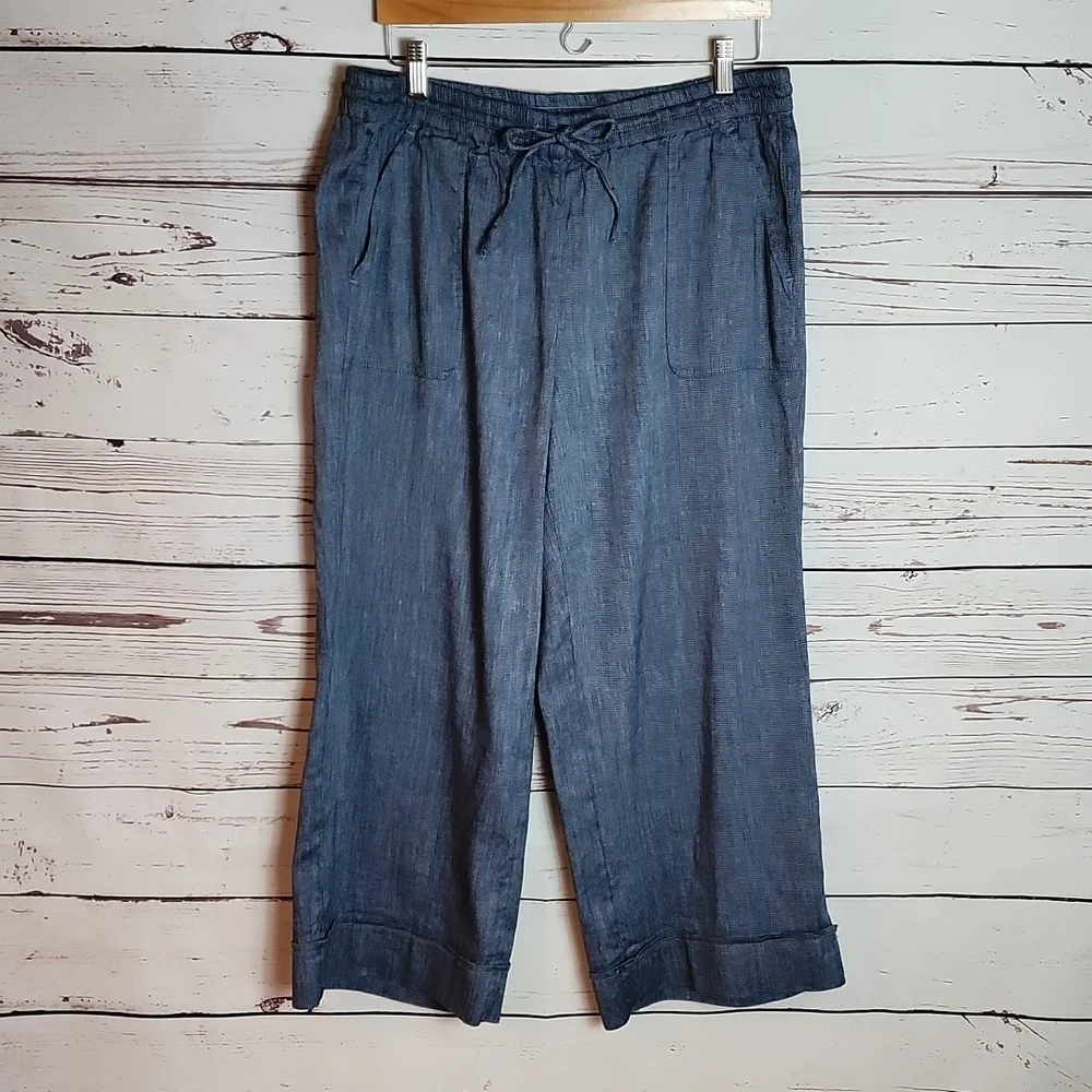 Loft Pull On Wide Leg Cropped Linen Size Large - Picture 6 of 6